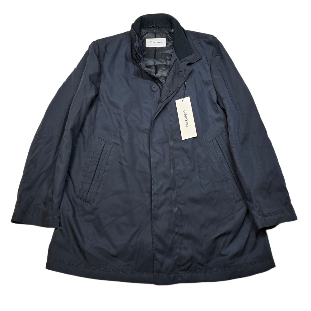 Calvin Klein Rain Coat Mens Medium 40S Navy Blue Water-Resistant Marcello‎ NEW